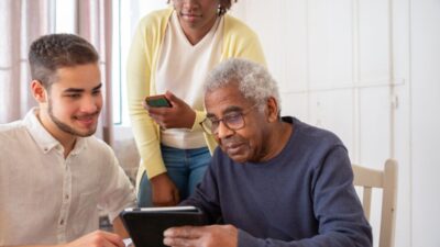 Family-comparing-costs-at-assisted-living